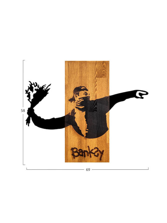 Freebox 3D Mixed Art Banksy Μαύρο από Ξύλο 69x3x58cm