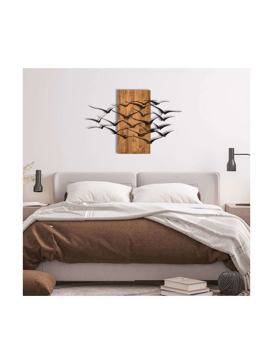3D Gemischte Kunst Schwarz aus Holz 86x3x58cm