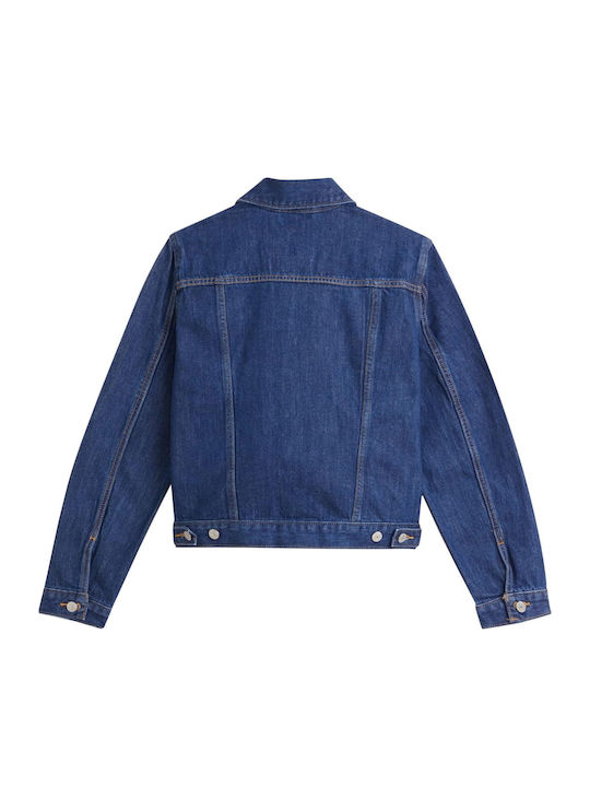 Original Trucker Women's Short Jean Jacket for Spring or Autumn Blue
