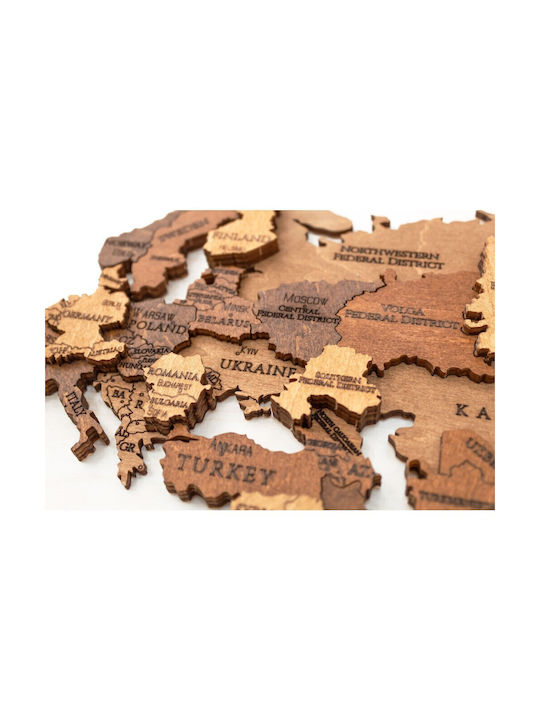 Ewa 3D Wall Decor World Wooden 100x55cm