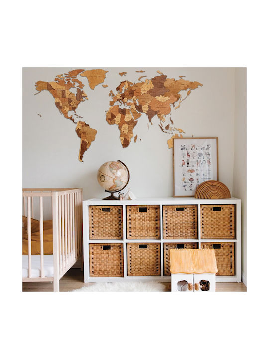 Ewa 3D Wall Decor World Wooden 100x55cm