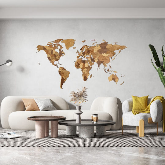Ewa 3D Διακοσμητικό Τοίχου World από Ξύλο 100x55cm