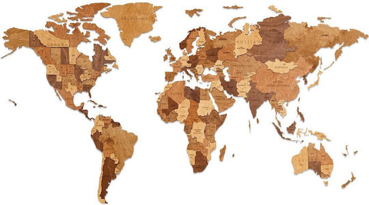Ewa 3D Διακοσμητικό Τοίχου World από Ξύλο 100x55cm