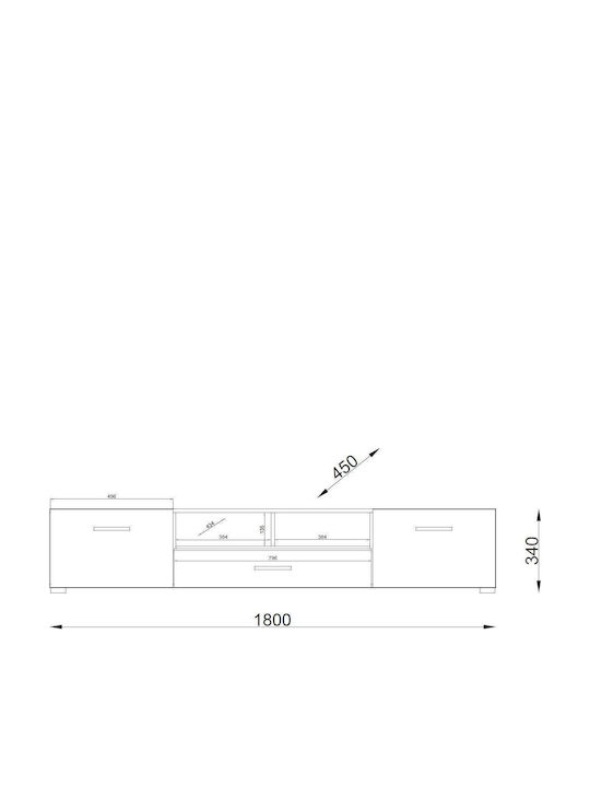 Έπιπλο Τηλεόρασης Clif Γραφίτης Μ180xΠ34xΥ45cm