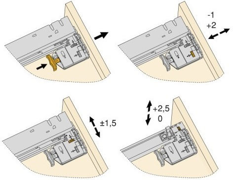Hidden Drawer Guide Emuca Silver With Brakes 100% Opening Clips 340mm