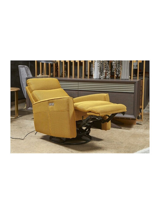 Kare Relax Armchair with Footstool Yellow 170x50x40cm