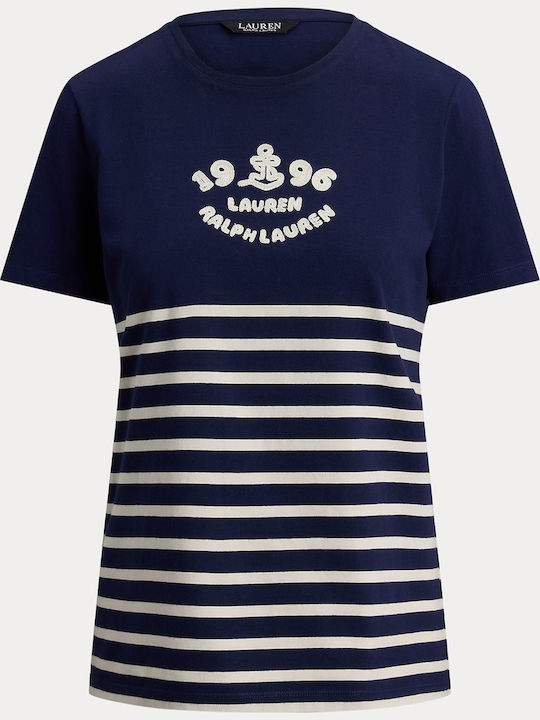 Women's T-shirt Striped Striped Blue/White