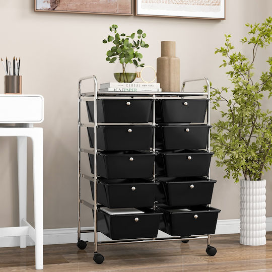 Costway Metal Kitchen Trolley Black