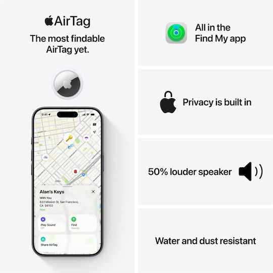Apple AirTag 2nd Gen Apple Find My Λευκό