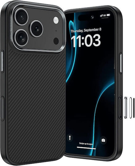 Armor Pro Back Cover Aramid Fiber / Σιλικόνης Μαύρο (iPhone 17 Pro Max)