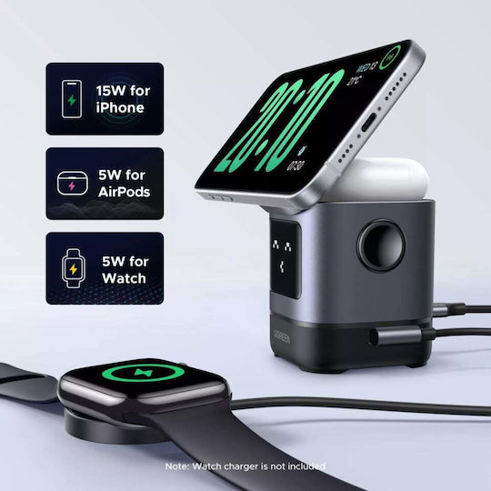 Ugreen Ασύρματος Φορτιστής Qi2 15W Power Delivery Μαύρος (W709)