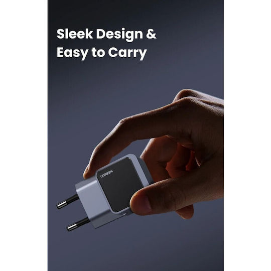 Ugreen Φορτιστής Χωρίς Καλώδιο GaN με Θύρα USB-C 30W Power Delivery / Quick Charge 3.0 Γκρι (Nexode S Χ503)