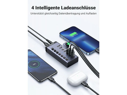 Ugreen Charging Stand with 7 USB-A Ports and Cable USB-C Power Delivery in Gray color (CM481)