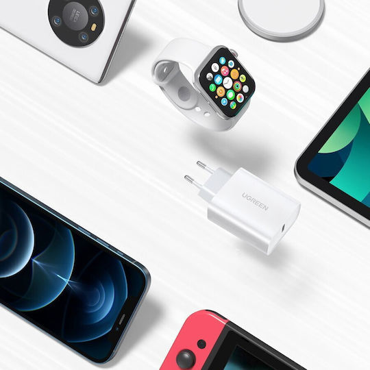 Ugreen Φορτιστής Χωρίς Καλώδιο με Θύρα USB-C 20W Power Delivery Λευκός (CD137)