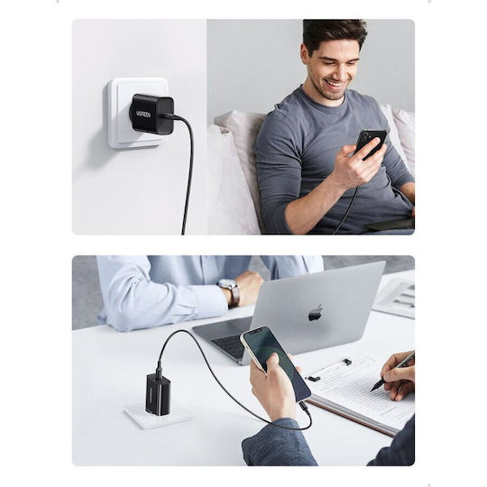 Ugreen Charger Without Cable with USB-C Port 18W Power Delivery Blacks (CD137)