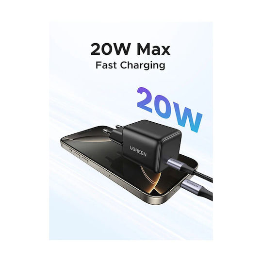 Ugreen Charger Without Cable GaN with USB-C Port 20W Power Delivery Blacks (X512)