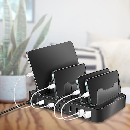 LogiLink Suport de Încărcare cu 4 Porturi USB-A și 6 Porturi USB-C 120W Livrarea energiei în culoarea Negru (PA0327)
