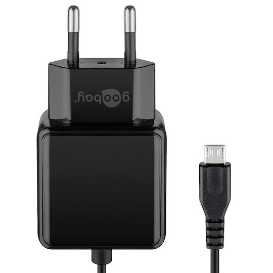 Goobay Φορτιστής με Ενσωματωμένο Καλώδιο micro USB Μαύρος (49603)