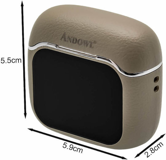 Andowl Ai4 Bass In-ear Bluetooth Handsfree Ακουστικά με Θήκη Φόρτισης Μπεζ
