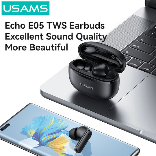 Usams E05 In-ear Bluetooth Handsfree Căști cu Carcasă de Încărcare Negru