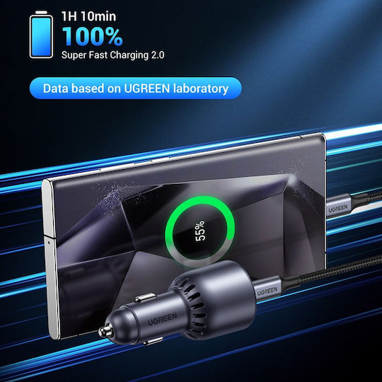 Ugreen EC701 Φορτιστής Αυτοκινήτου 63W με Θύρες: 1xUSB 1xType-C Μαύρο Χρώμα