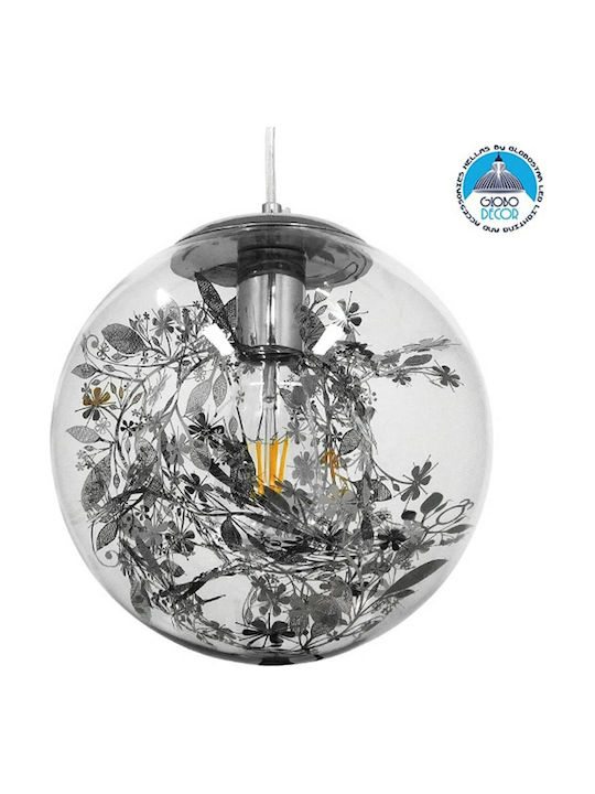 GloboStar Harper Deckenleuchte Silber Kugel mit Lampenbirnensockel E27 25x25x30cm
