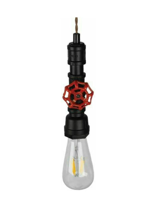 GloboStar Spout Κρεμαστό Φωτιστικό Μαύρο με Ντουί E27 5x7.5x20εκ.