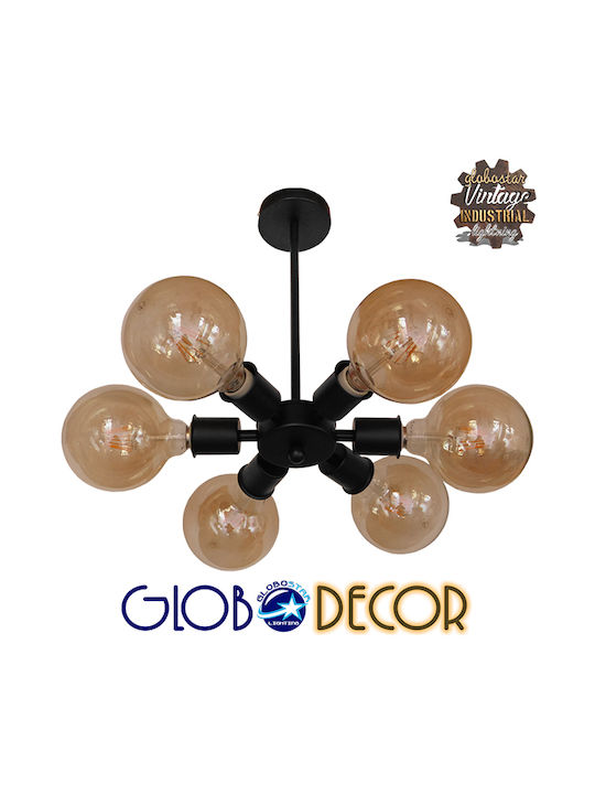 GloboStar Confor Κρεμαστό Φωτιστικό Μαύρο για 6 Λαμπτήρες E27 24x32εκ.