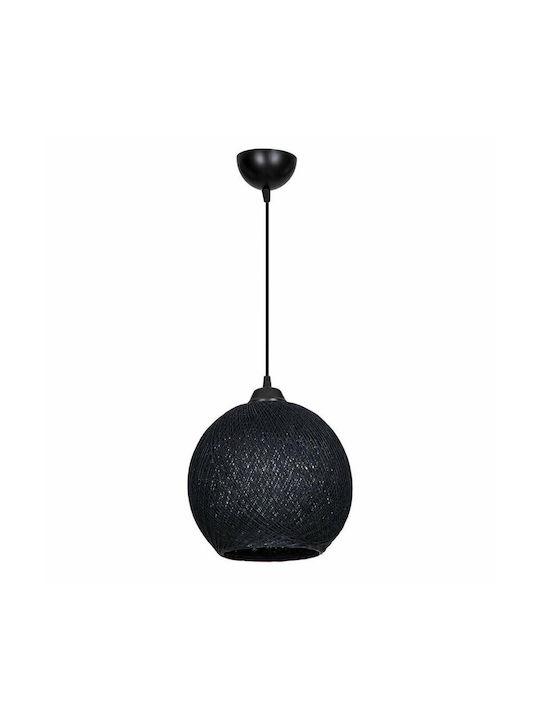 Pakketo PWL-1113 Pendant Light Black Boho with Rope for Socket E27 26x26x26cm