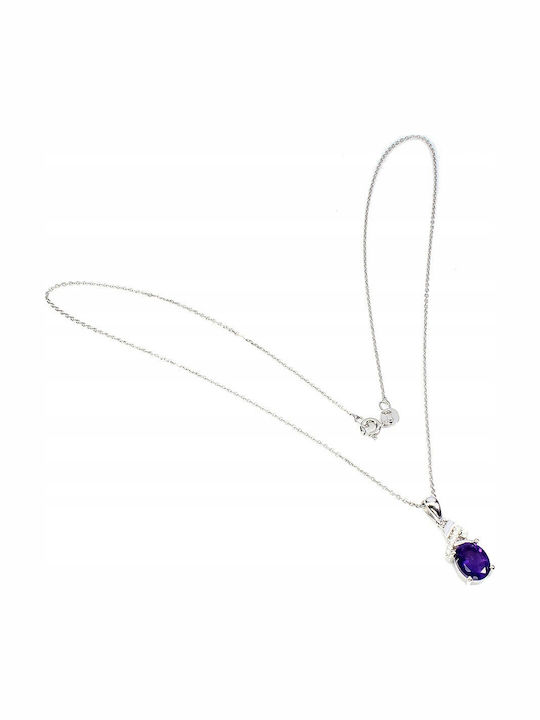 925 Silber Halskette Natürlicher Amethyst Zirkon