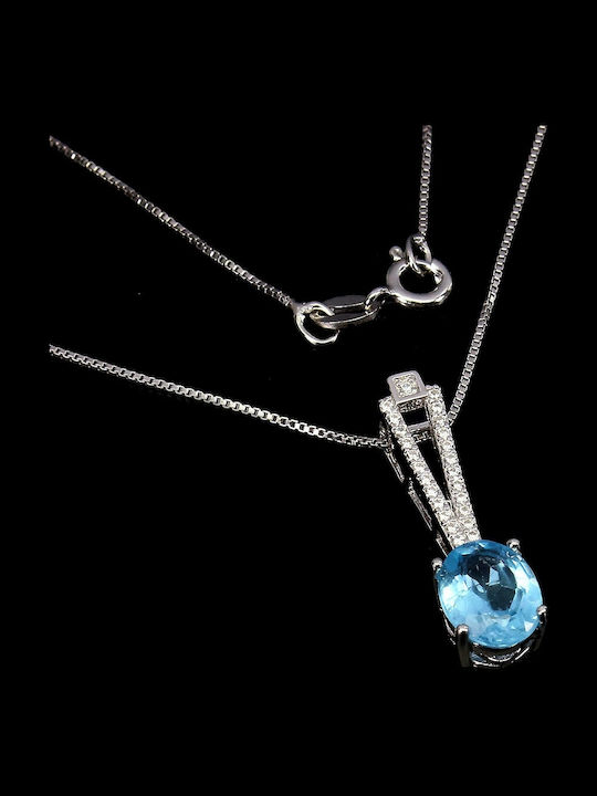 925 Delicate Silver Necklace Swiss Blue Topaz 925 Delicate Silver Necklace Swiss Blue Topaz