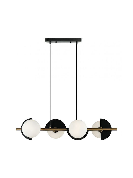 Viokef Κρεμαστό Φωτιστικό Μαύρο Ράγα για 4 Λαμπτήρες G9 78x17x126εκ.