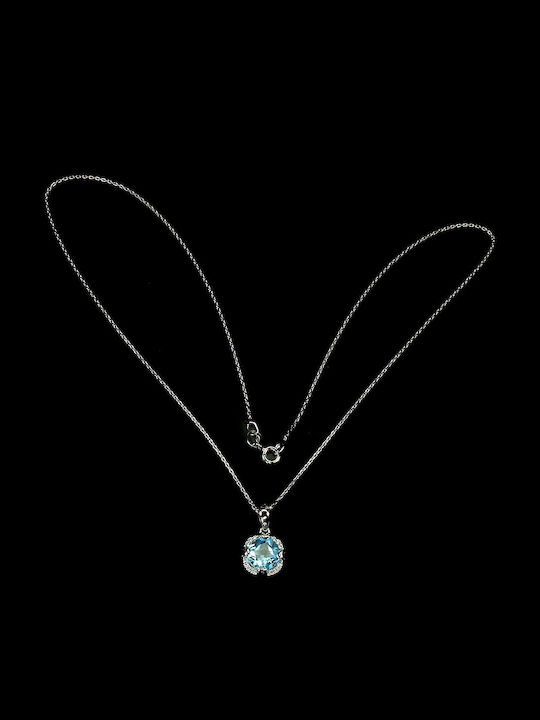 Silver Necklace Sky Blue Topaz 925 Natural 21 Silver Necklace Sky Blue Topaz 925 Natural 21