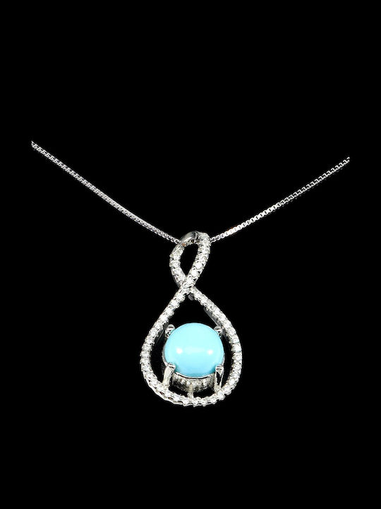 Delicate Silver Turquoise Zircon Necklace Beautiful 925 Delicate Silver Turquoise Zircon Necklace Beautiful 925