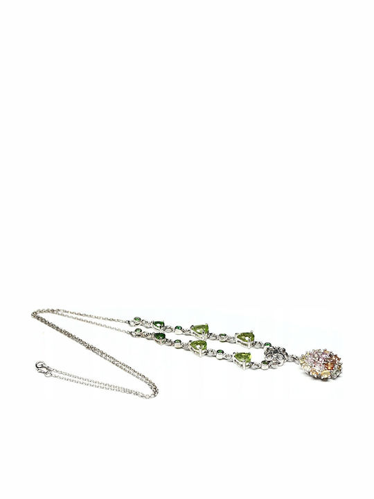 Silver Necklace Olivines Sapphires Diopsides Silver Necklace Olivines Sapphires Diopsides