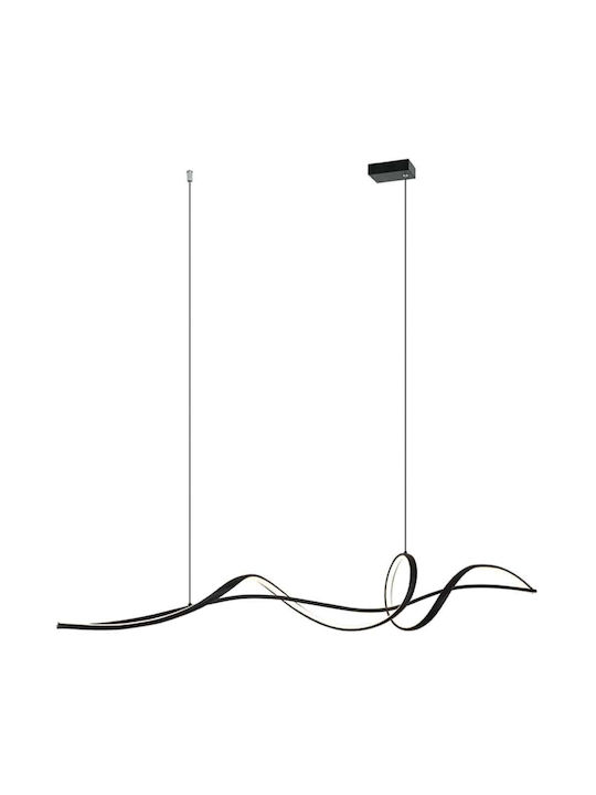 Zambelis Lights Κρεμαστό Φωτιστικό Μαύρο LED με Θερμό Λευκό Φως Ράγα 140x23x226εκ.