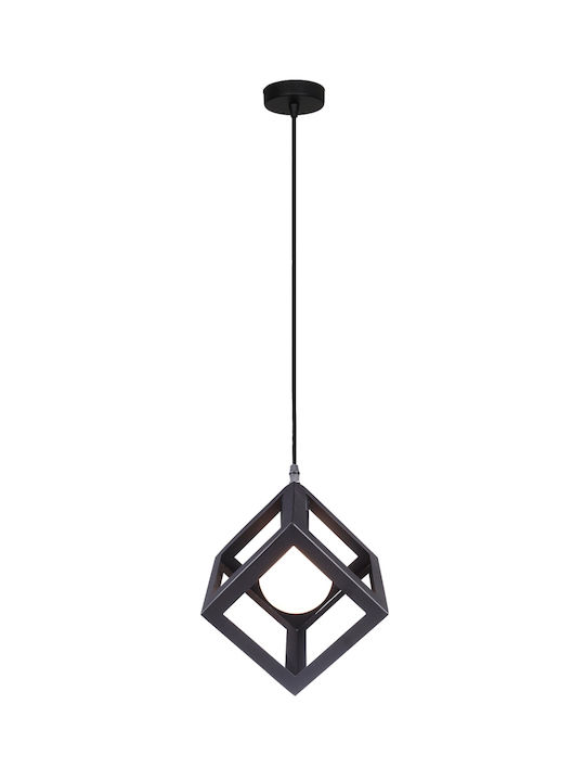 Powertech Hängelampe Schwarz mit Fassung E27 16x16cm.