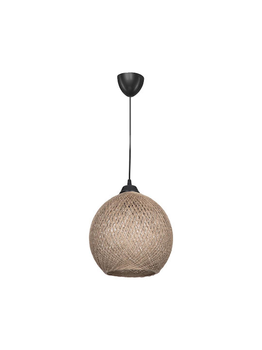 Pakketo Pwl-0967 Κρεμαστό Φωτιστικό Καφέ Boho με Σχοινί για Ντουί E27 23x23x22εκ.