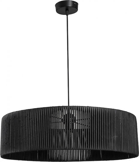 GloboStar Rattan Pendant Light Black Boho with Socket E27 55x55x90cm