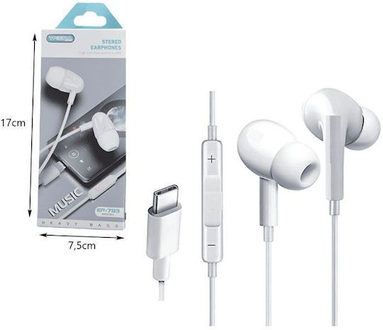 Treqa EP-783 In-ear Handsfree Headphones with Connector USB-C White