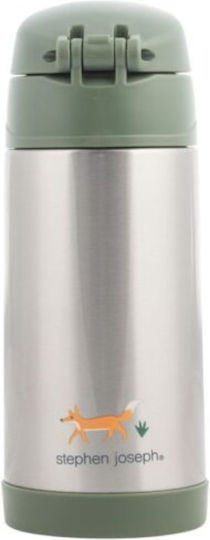 Stephen Joseph Kids Water Bottle Thermos Stainless Steel with Straw Non Spill Wild Child 350ml