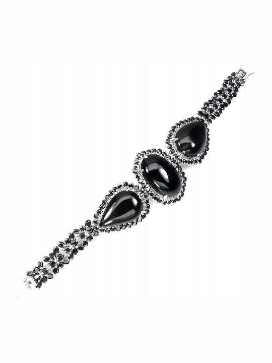 Silver Bracelet Sapphires Jet Certificate