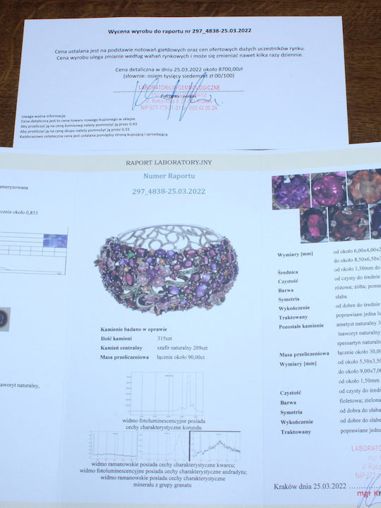 Bracelet Sapphires Tsavorites Amethysts Certificate