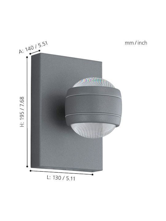Eglo Sesimba Wall-Mounted Outdoor Ceiling Light LED IP44 7W with Warm White Light Double Beam