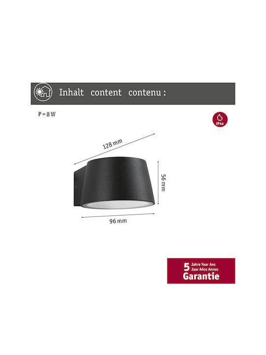 Paulmann Επιτοίχια Εξωτερική Πλαφονιέρα LED IP44 5W