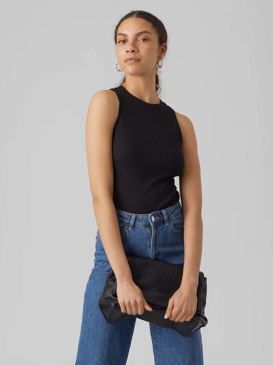 Damen Sommer Bluse Baumwolle Ärmellos Schwarz