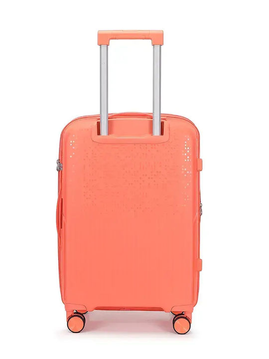 Amber Cabin Hard Suitcase Peachy Red with 4 Wheels Height 55cm