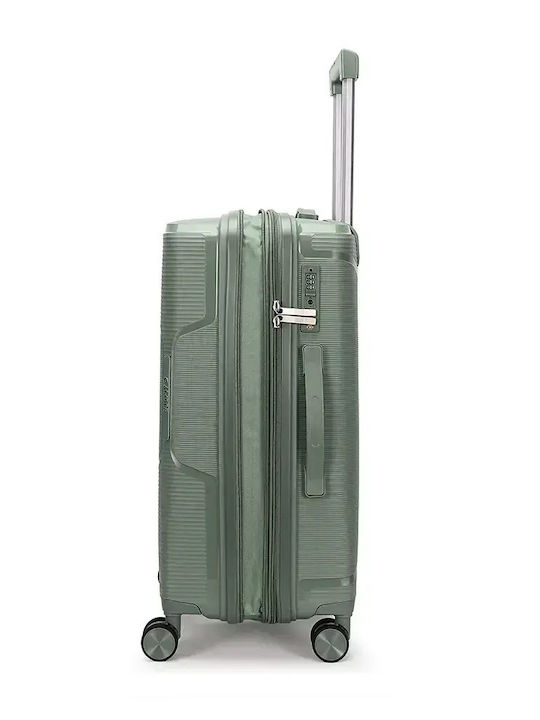 Amber Mittlerer Hartschrank Koffer in Olivgrün mit 4 Rädern Höhe 65cm