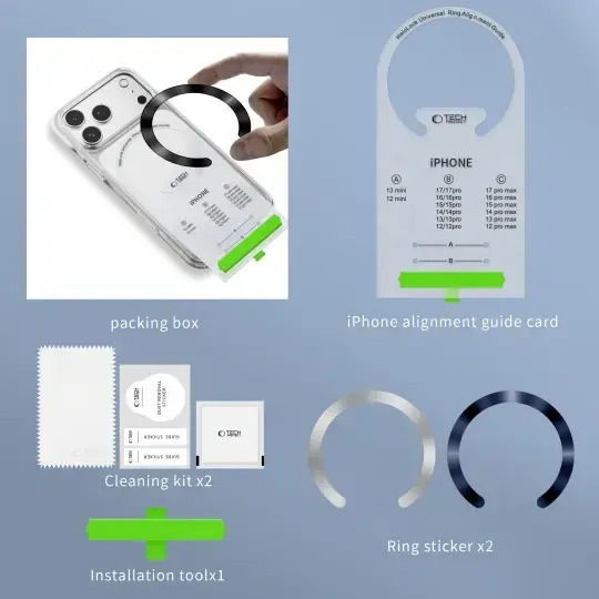 Tech-Protect MagSafe Ringe Mmp-210 Mit Ausrichtungsführer Deep Blau & Silber 2Stück