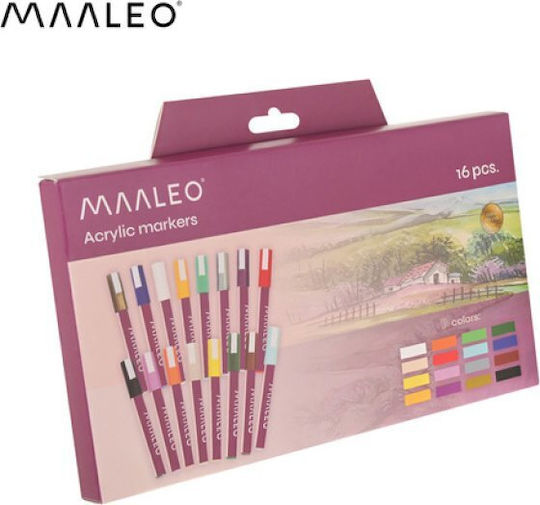 Maaleo Ακρυλικοί Μαρκαδόροι Γκρι 4mm Σετ 16τμχ
